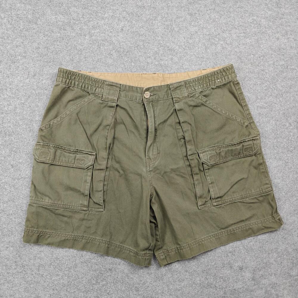 Outdoor Life Cargo Shorts Mens 38 Green 6 In Inseam Elastic Waist Pockets Canvas